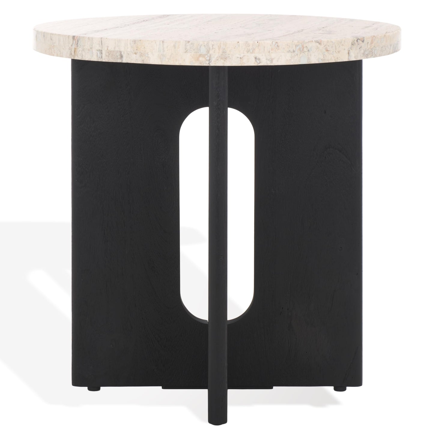 SAFAVIEH Couture Collection Shayne Travertine/Black Solid Wood Accent Table