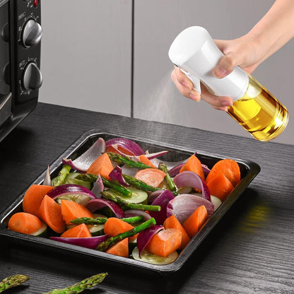 Oil Sprayer for Cooking - Olive Oil Mister Spray Bottle for Cooking - 6.7 fl.oz - Air Fryer Accessories - Refillable Glass Dispenser for Kitchen