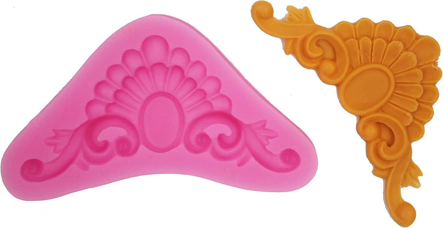 Art Deco Silicone Mold for Sugar Craft, DIY Gumpaste Cake Decorating Clay