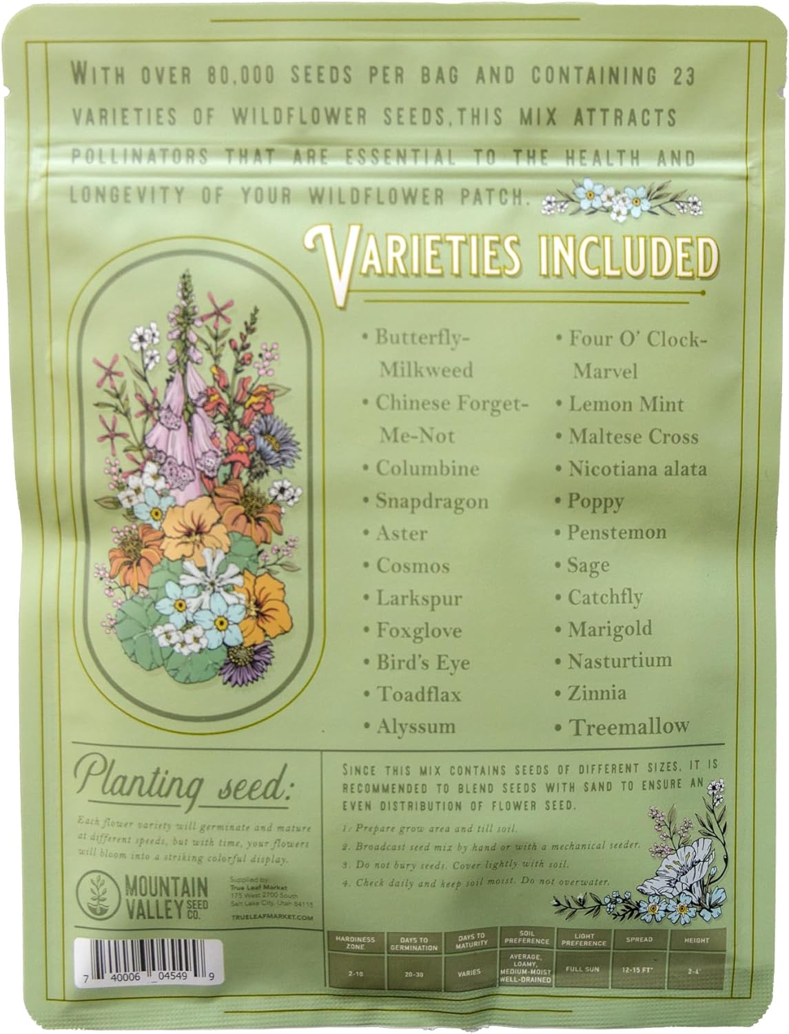 Wildflower Seeds Bulk, 2 Oz. – 80,000+ Seeds Butterfly & Hummingbird Mix, 23 Non-GMO Varieties for Pollinator Planting