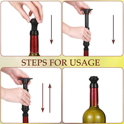 18 Pieces Wine Saver Pump with Vacuum Reusable Preserver Practical Wine Keeper Bottle Sealer Keep Fresh for Kitchen Office Home Adult Party Favor Supplies(Black)