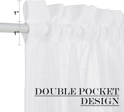NICETOWN Sidelight French Door Panel, Linen Textured Look, 30" x 72", White