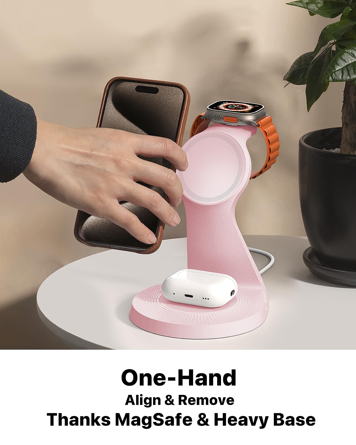 3 in 1 Charging Station for Apple Devices,Mag-Safe Charger Stand Fast Charging,Wireless Charger for iPhone 16/15/14/13/12 Series,& AirPods,& iWatch(USB-C Charger Included)
