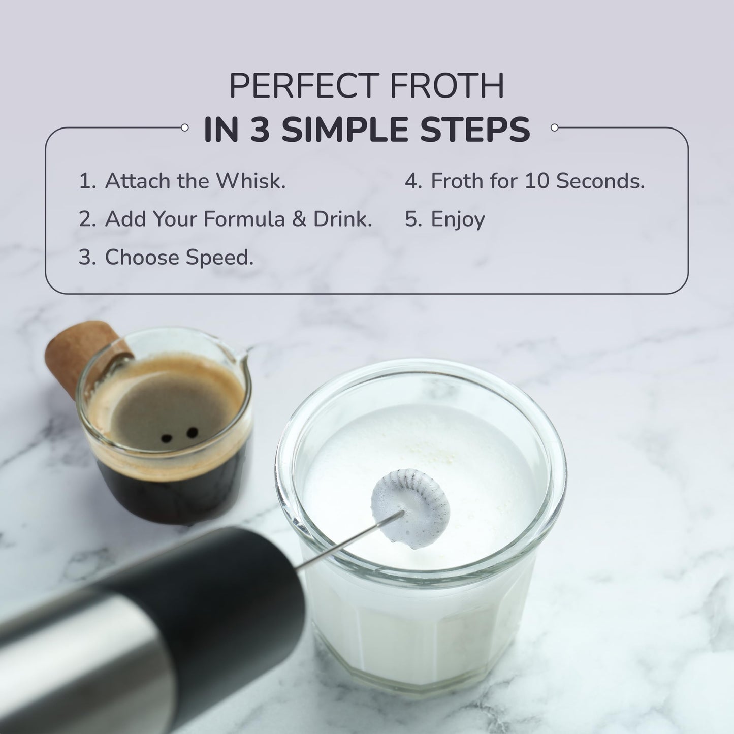 Wellness Extract Multi-Speed Rechargeable Electric Milk Frother, Li-ion Battery Powered – Certified Safe, Ideal for Coffee, Matcha, Protein & Colostrum