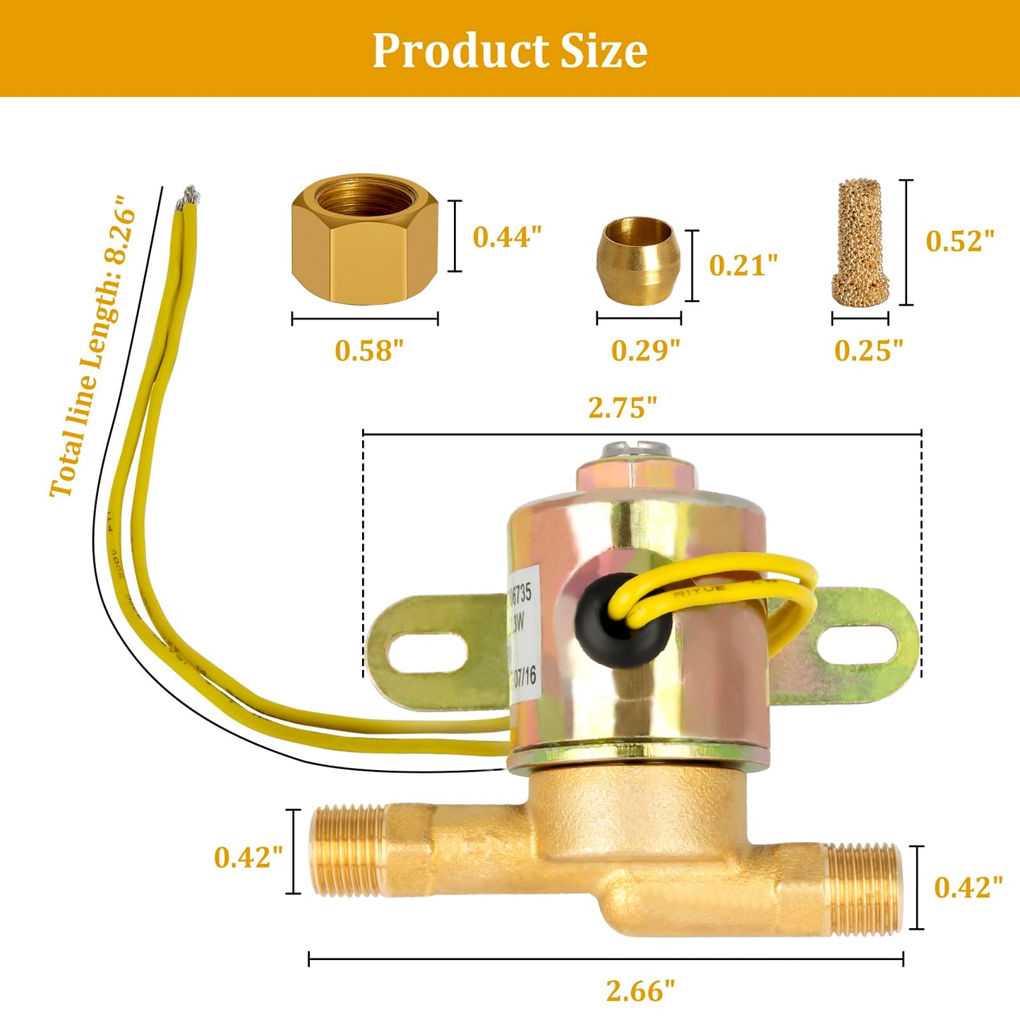 4040 Solenoid Valve for Humidifier - 24V Water Valve Compatible with April aire Whole House Humidifier Models 400 500 600 700 220 224 - Replaces B2015-S85 B2017-S85, Yellow