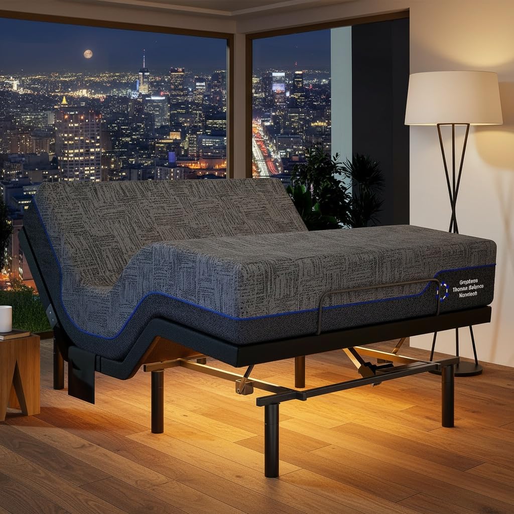 Marsail NS0 Queen Adjustable Bed Base - Smart Dual Motor Bed Frame with Wireless Remote, 3-Min Assembly, Zero Gravity & Anti-Snore Modes, Under Bed Lighting, 4 USB Ports