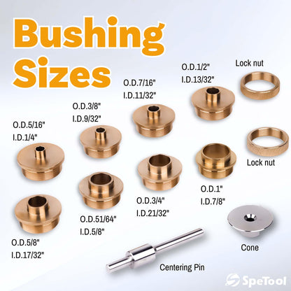 SpeTool Spiral Upcut Router Bit 1/2 Inch Shank with Extra Long Life Coating with SpeTool Brass Router Template Bushing Guide Set
