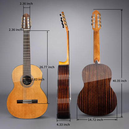 WishMade 7 String Acoustic Classical Guitar Full Size Nylon String Guitars for Adults with Gig Bag