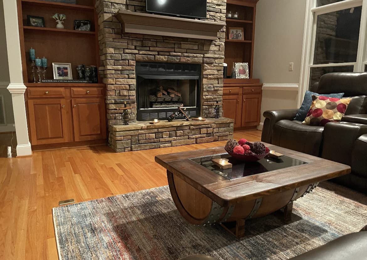 Wine Barrel Wood-Glass Coffee Table