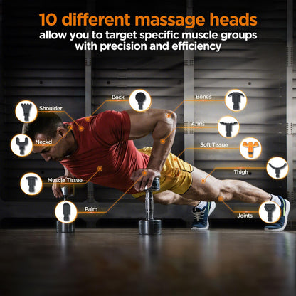 Massage Gun, Deep Tissue Percussion Massager for Pain Relief, Super Quiet Portable Body Relaxation Electric Muscle Massage Gun with 10 Attachment 30 Speed