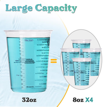 LET'S RESIN Resin Mixing Cups, 45pcs 32oz(1000ml) 2 Scales Accurate Paint Mixing Cup with Protective Gloves, Sturdy & Thick Disposable Measuring Cups for Paint, Pigments, Art, Auto Resin Mixer