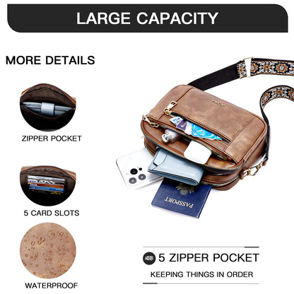 Telena Small Crossbody Bags For Women Vegan Leather Crossbody Purse With Adjustable Wide Strap For Daily Life
