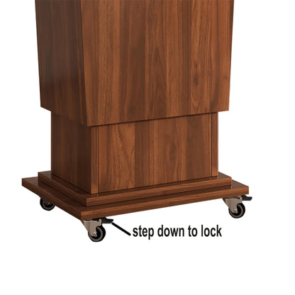 Xibolai Mobile Podium 40"-53" Adjustable Height & Locking Casters | 25"x16" Blockboard Podium Lectern with Wheels for Classrooms, Auditoriums, Events