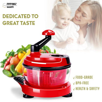 Multi-Functional Manual Food Chopper Processor, 8-Cup Capacity, Hand-Powered Kitchen Helper with 420 Stainless Steel Blades, for Chopping Vegetables, Nuts, Meat & Salsa