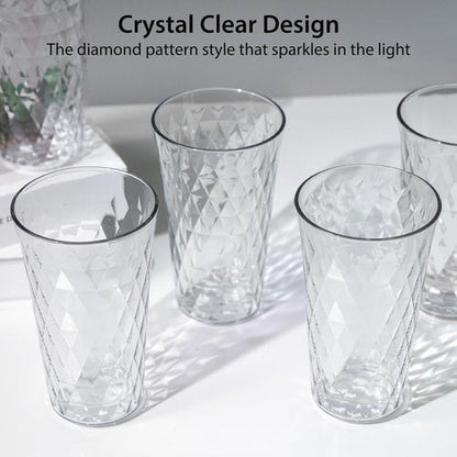 Freshmage 20 oz Unbreakable Plastic Drinking Glasses - 8 Pack, BPA Free, Microwave Safe, Stackable Tumblers for Home & Outdoor Use