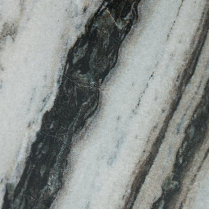 Signature Design by Ashley Baretton Contemporary Marble Accent Coffee Table with Cross Pedestal Base, Neutral Palette, Sculptural, Artful, Top to Floor 14.38", Black, White and Taupe Tones