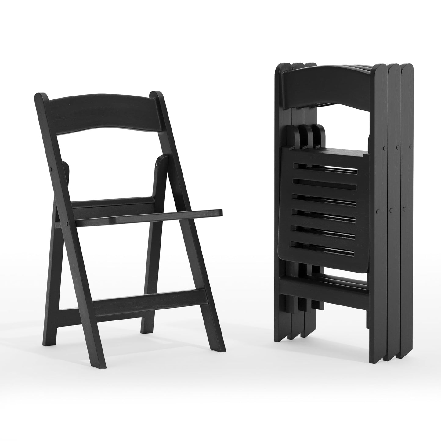 Flash Furniture Hercules Commercial Indoor/Outdoor Folding Event Chair, Wood Look, Weather-Resistant, Lightweight Design, Versatile Use, Set of 4, Black