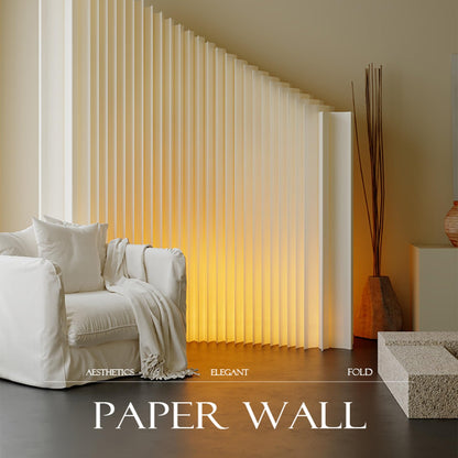 Portable Paper Room Divider, Retractable Partition Wall with LED Lights for Office, Studio, Dorm & Retail Spaces - Versatile Organ Paper Wall Screen