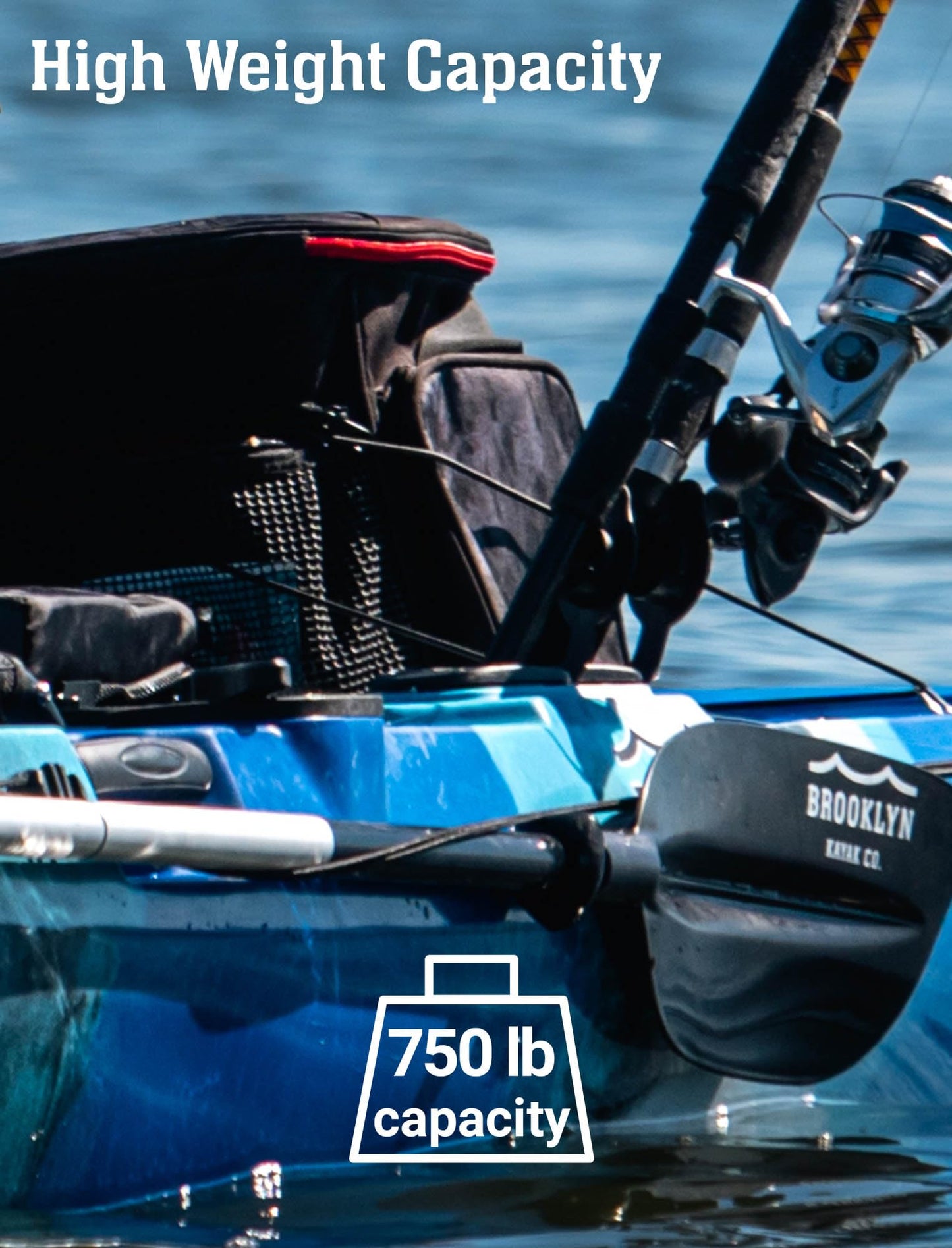 Upgraded Brooklyn 14.0 Tandem Pedal Kayak with Propeller Drive by BKC, 2-Person Sit-On-Top Fishing Kayak, Hand Rudder, Rod Holders, Large Storage, Stable 14ft Hull (Blue Typhoon)
