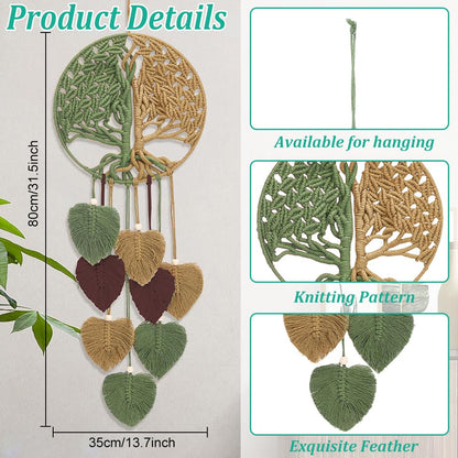 ACRNIGHEET DIY Macrame Kit for Adults Beginners Handmade Leaves Tree of Life DIY Boho Macrame Wall Hanging Ornaments with Macrame Supplies Wall Hanging Kit for Home Decor Craft Gifts(Coffee Series)