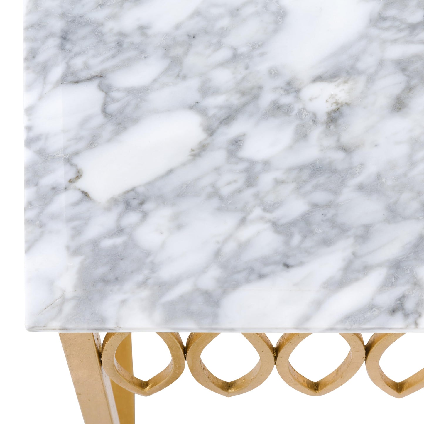Safavieh American Homes Collection Natalia Gold Leaf and White Marble Couture Cocktail Table