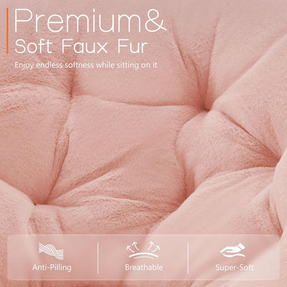 Cozy Sweetcrispy Saucer Chairs, Comfy Folding Faux Fur Living Room Reading Lounge Chair with Soft Thick Padded Seat