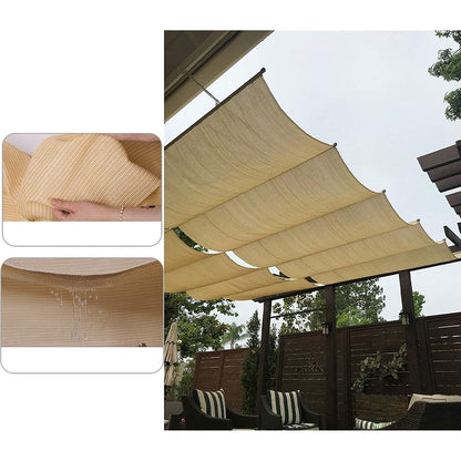 Retractable Patio Shade Canopy Replacement Cover, Polyester Sail with Slide-On Wire Cable & Mounting Kits for Pergola, Deck, Garden, Yard Awning