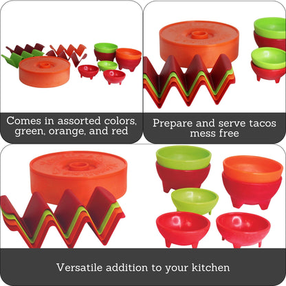 IMUSA 12pc Taco Fiesta Set, Red/Orange/Green