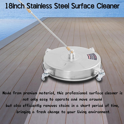 TRELVEX 18" Pressure Washer Surface Cleaner with 4 Wheels, 1/4" Quick Plug, Surface Cleaner for Pressure Washer Attachment for for Concrete, Patio, Sidewalk, Deck and Driveways, 5000 PSI