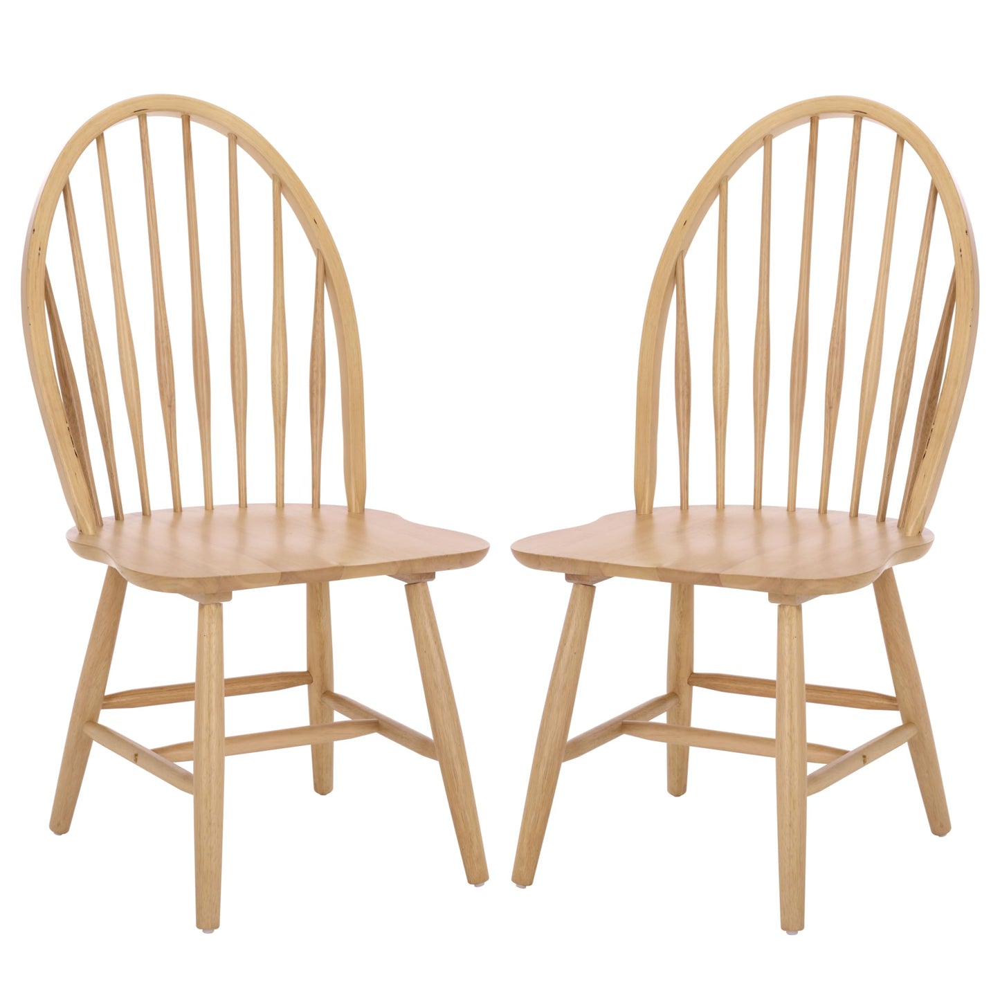 SAFAVIEH Furniture - Wendall Chair Set of 2 - Natural Solid Wood - Windsor Style High Back Spindle Chair - Ideal for Dining Room, Kitchen, 18" Seat Height (DCH8509B-SET2)