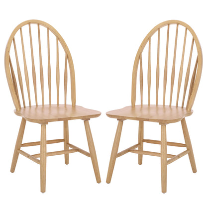 SAFAVIEH Furniture - Wendall Chair Set of 2 - Natural Solid Wood - Windsor Style High Back Spindle Chair - Ideal for Dining Room, Kitchen, 18" Seat Height (DCH8509B-SET2)