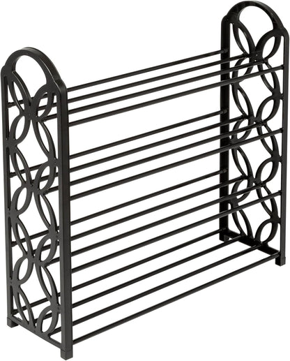 4 SHO-09597 Honey Can Do Tier Butterfly Shoe Rack Black