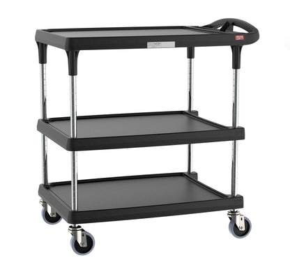 Metro myCart Plus Utility Cart - Choose-Your-Height Adjustable Heavy Duty Rolling Cart for Home, Commercial and Industrial Use - 3-Shelf, 400 lbs Capacity - 23.9" W x 34.4" L x 35.5-39.5" H - Black