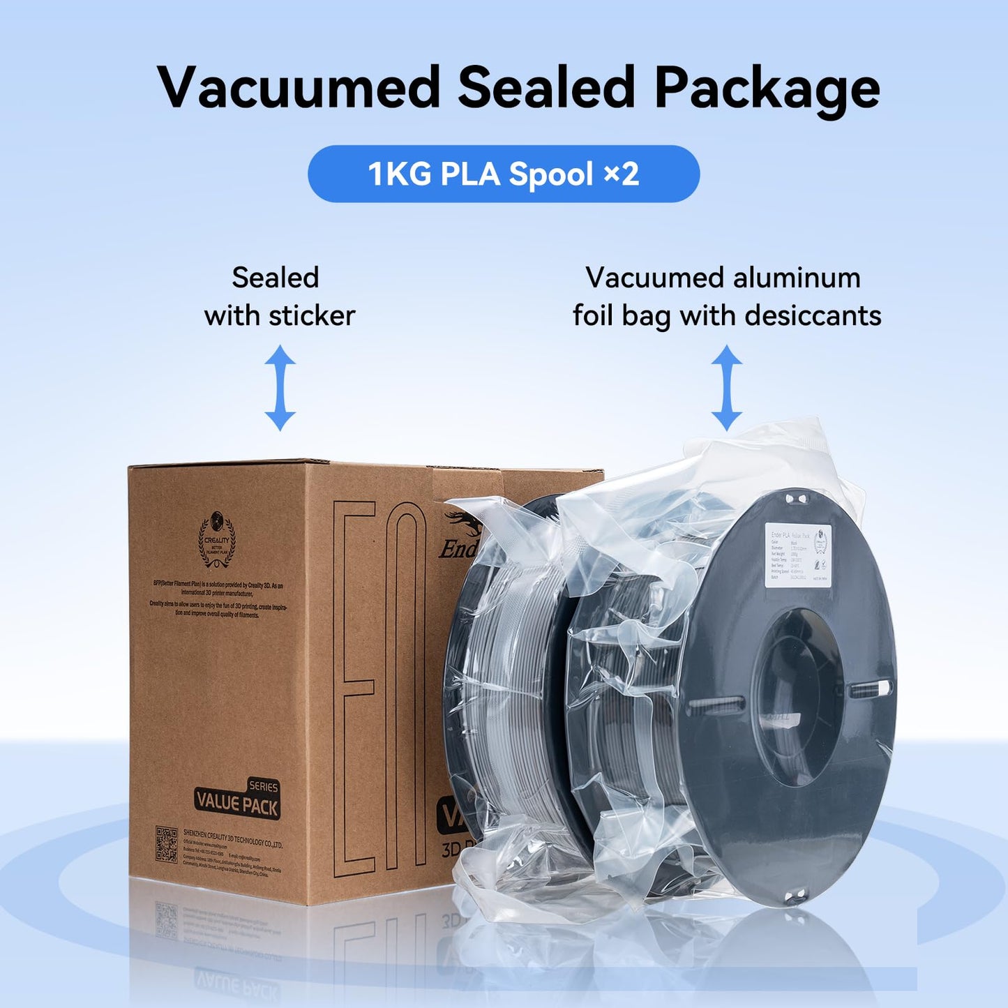 Creality 2kg Black & White PLA 1.75mm Filament Bundle for 3D Printing with No-Tangling Strong Bonding and Overhang Performance, Accuracy +/- 0.02mm