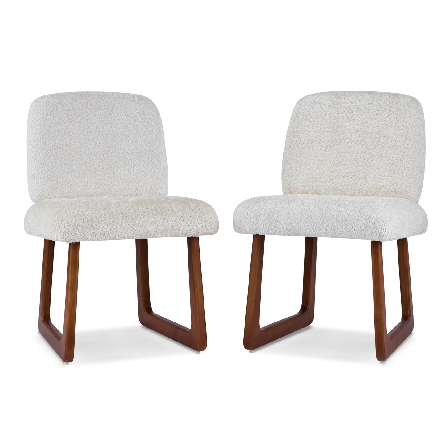 Christopher Knight Home Valora Boucle Upholstered Dining Chairs Set of 2, Modern Dining Chair with Sled Base, Wooden Armless Kitchen Chairs with Solid Back, Extra Seat for Dining Room, Beige + Brown