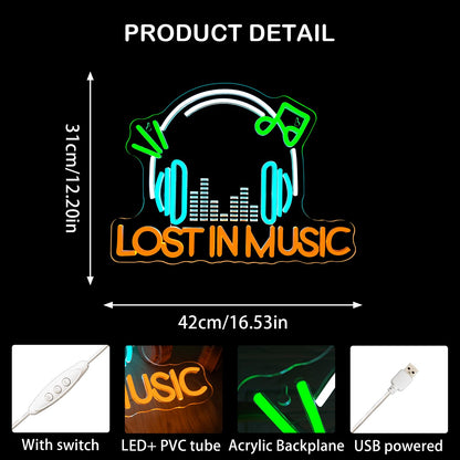LooKLight Guitar Rock and Roll Neon Sign,Neon Light Sign,Led Neon Light for Wall Decor,Guitar Shape Light Up Sign,USB Neon for Bar Live Music Vocal Recital Concert Man Cave