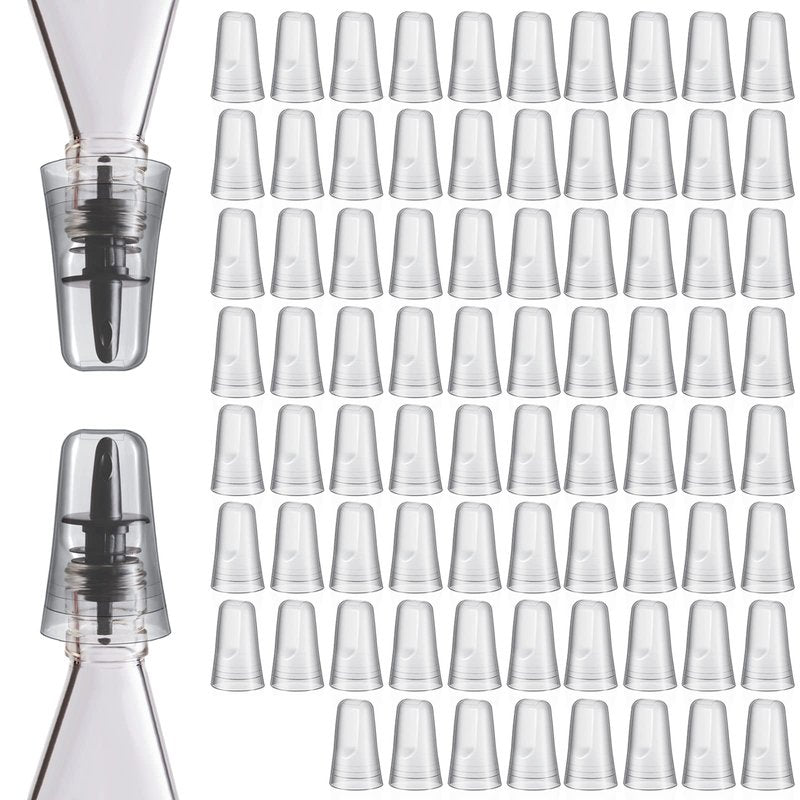 Chengu 80 Pieces Liquor Bottle Toppers for Liquor Pour Bottle Covers Universal Pour Dispenser Bar Dust Translucent Rubber Spout Covers for Home Kitchen Tools Supplies