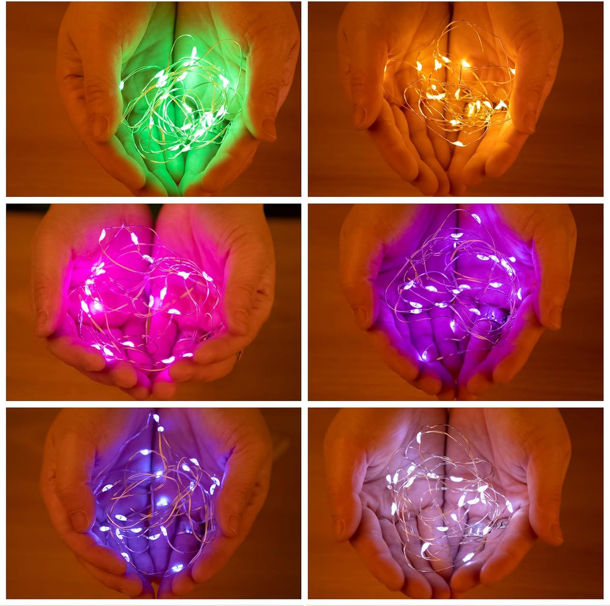 6 Pack 7ft 20 Fairy Lights Battery Operated Lights, Led Multicolor Mini String Lights, Waterproof Silver Wire Starry
