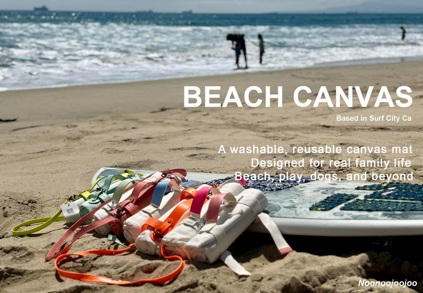 NOONOOJOOJOO White Picnic Blanket & Beach Mat – Canvas, Machine Washable, Large 4’9” × 6’3”