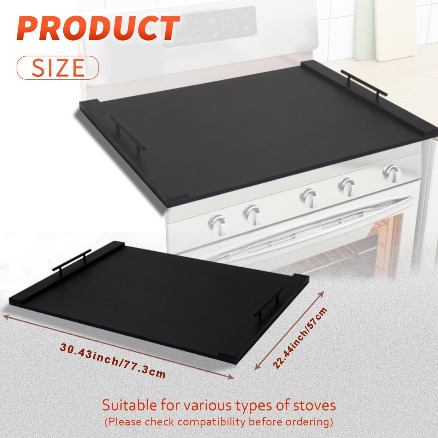 TRFCDSHH Wood Stove Top Cover/Noodle Board Stove Cover, Gas Stove Top Covers for Electric & Gas Stoves (Black)