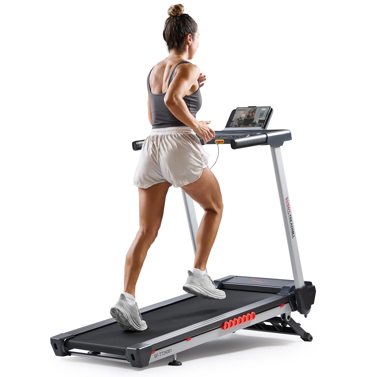 Sunny Health & Fitness Pace 500 Smart Wi-Fi Treadmill with 12-Level Auto Incline, 18" Running Belt, Quiet Brushless Motor, Digital Display, Bluetooth & SunnyFit App – SF-T724081