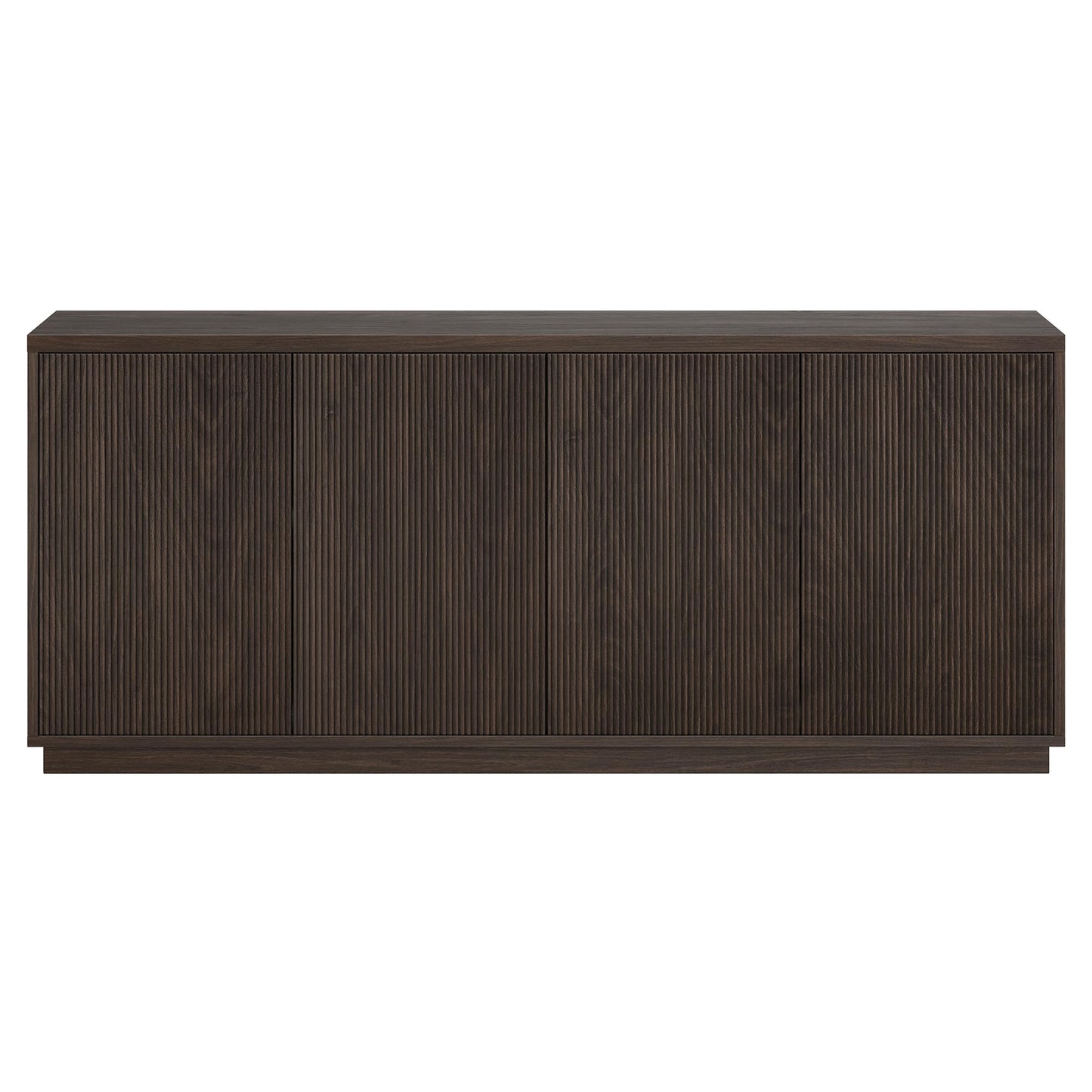 Henn&Hart 68" Fluted Sideboard Buffet Cabinet, Modern Ribbed Wooden Credenza with 4 Doors, Adjustable Shelves, and Cable Management Cut-Outs for Dining Room, Living Room or Entryway, Rich Brown