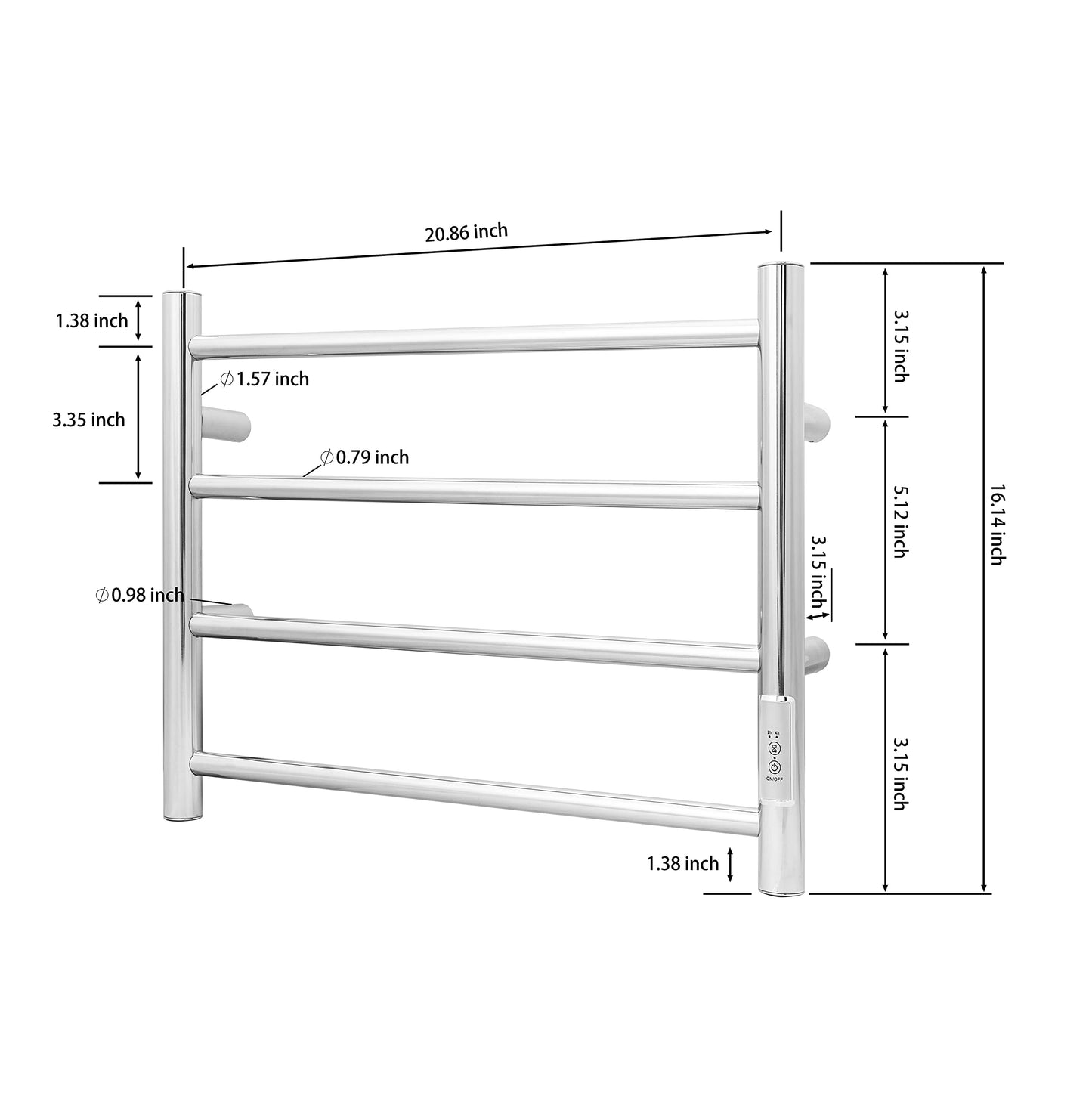KEG Towel Warmer 8 Bars for Bathroom Freestanding or Wall Mounted Bath Towel Heater Plug-in with Built-in Timer Silver