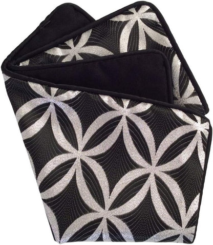 Satin Circle Lattice Pillow Cover - Black-Silver 16"x16" Decorative Sham for Home Decor