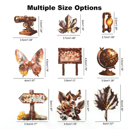 Moriquill 120PCS Steampunk Vintage Stickers – Die-Cut Antique Gears, Bulbs & Butterflies with No-White Edge Cardstock for Scrapbooking, Journaling and DIY Crafts