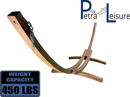 Petra Leisure 14 Ft. Wooden Arc Hammock Stand. 450 LB Capacity. Teak Stain Finish