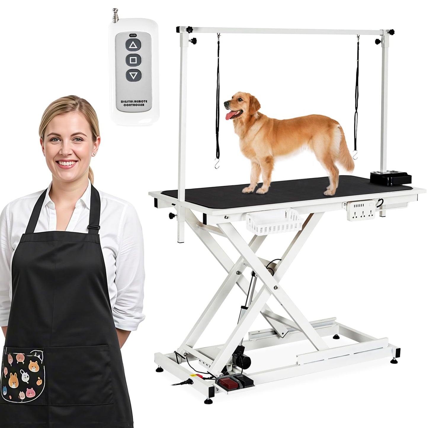 COZONY 50inch Hydraulic Dog Grooming Table,300LBS Electric Grooming Table for Dogs, Professional Pet Grooming Station for Large & Small Dogs