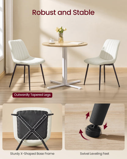 VASAGLE Dining Chairs Set of 6, Upholstered Kitchen Chairs, Synthetic Leather, Max. Load 264 lb, Steel Legs, Curved Backrest, for Dining Room, Cloud White and Ink Black ULDC090WH02-3J