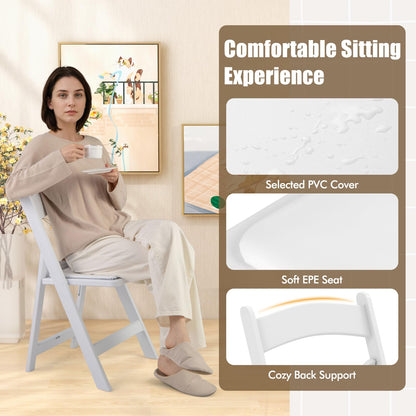 GOFLAME 12 Pack Folding Chairs, Foldable Dining Chair Set with Padded Seat, All-Weather Resin Frame, Indoor Outdoor Portable Commercial Seat for Home, Party, Wedding, 1100 Lbs Load Capacity, White