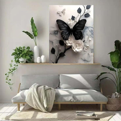 ZHUDENGXJL Butterfly Flower Diamond Art Kits for Adults,5D Full Round Drill Diamond Painting Kits for Beginners,DIY Diamond Dots Paintings Picture Arts Craft for Adults,Home Wall Decor 12 X 16Inch